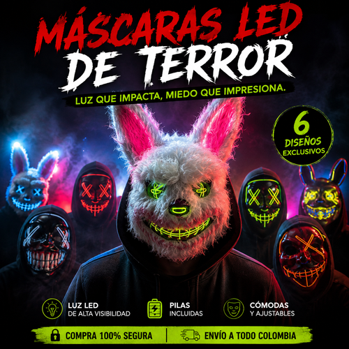 Mascara Halloween Luz Led