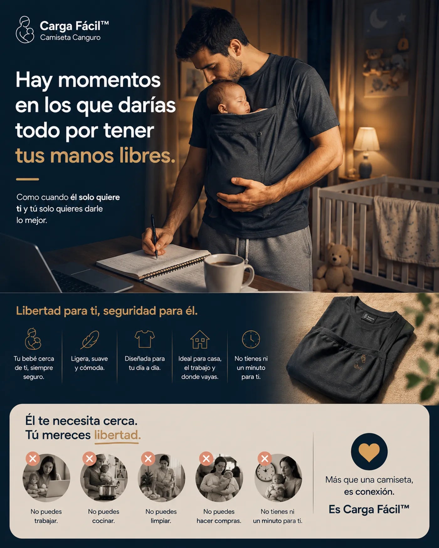 Papá besando a su bebé dormido, cerca en Carga Fácil