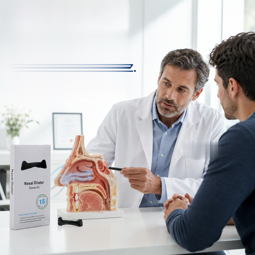Consulta médica explicando la importancia de la respiración nasal