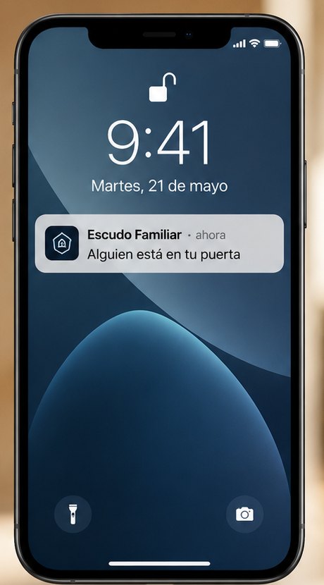 App de Ring Cámara abierta en un celular, mostrando la videollamada con la persona en la puerta