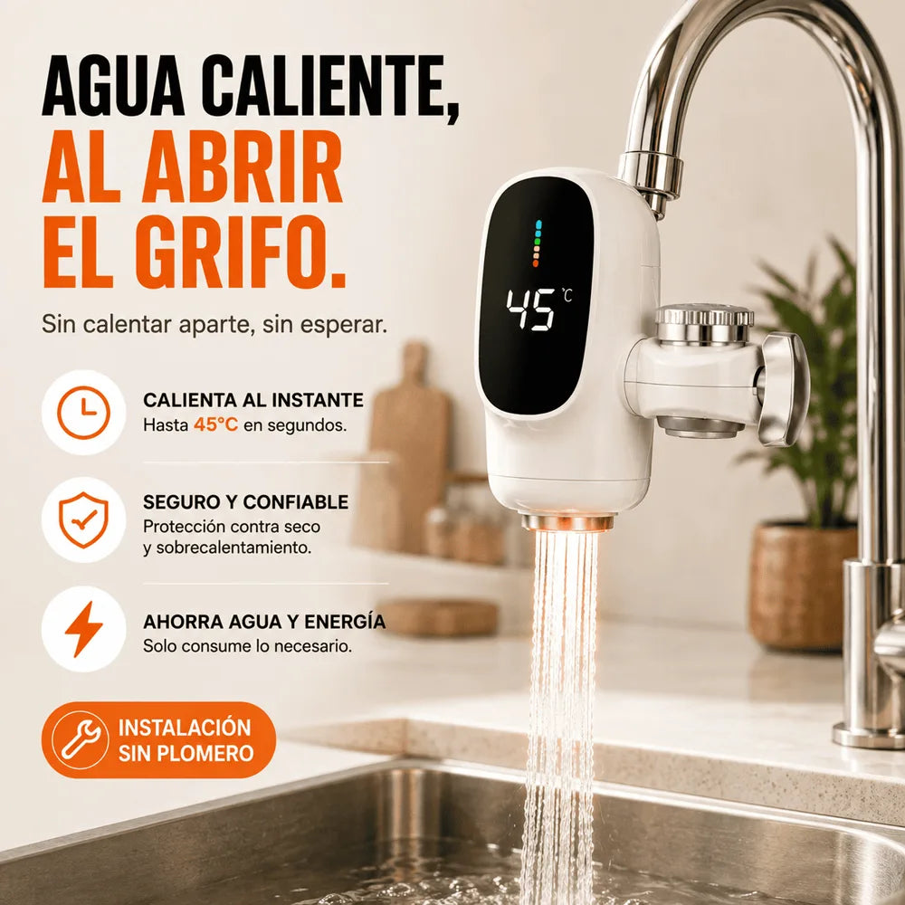 TERMOGRIFO™ instalado en un grifo real, en uso