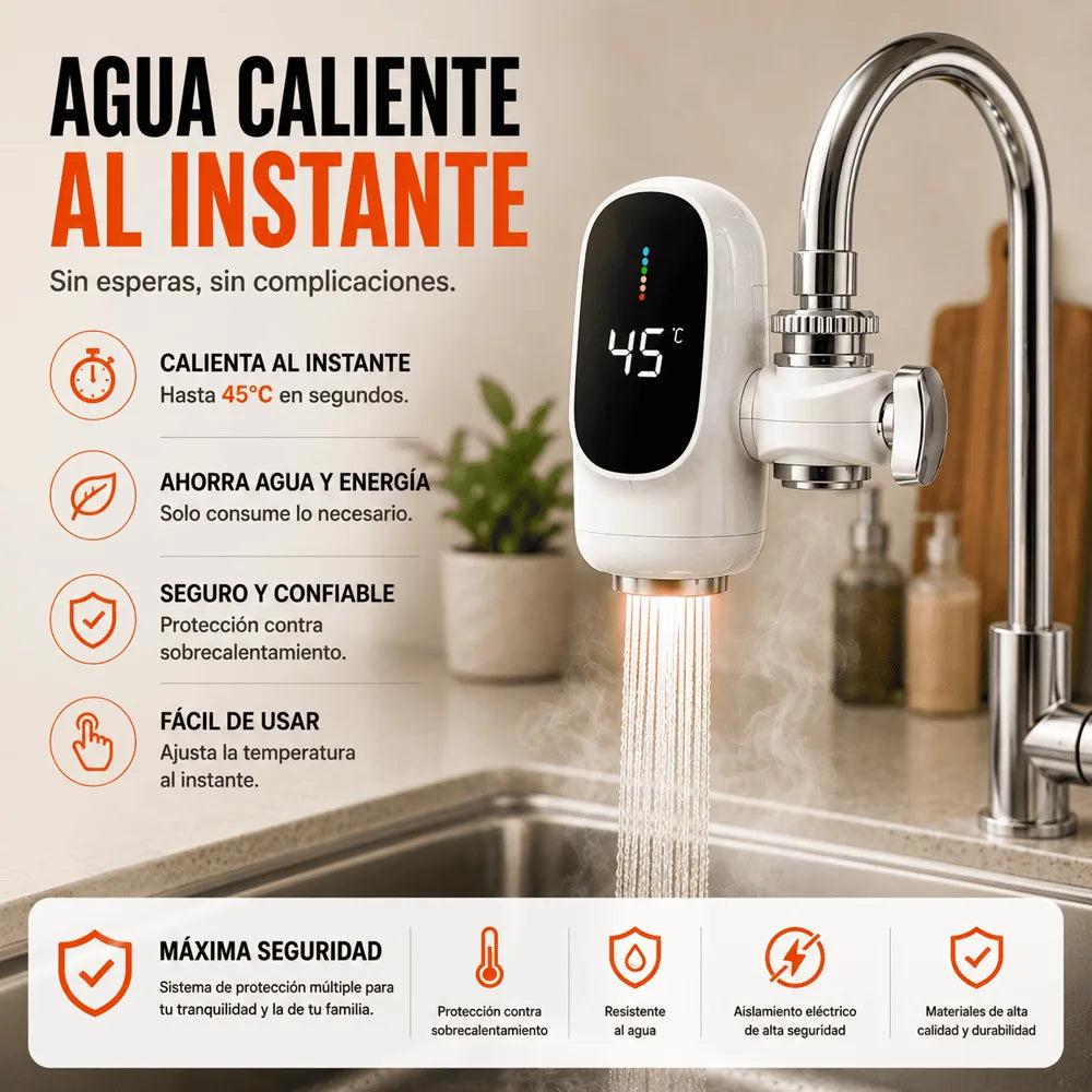 TERMOGRIFO™ instalado en un grifo real, en uso