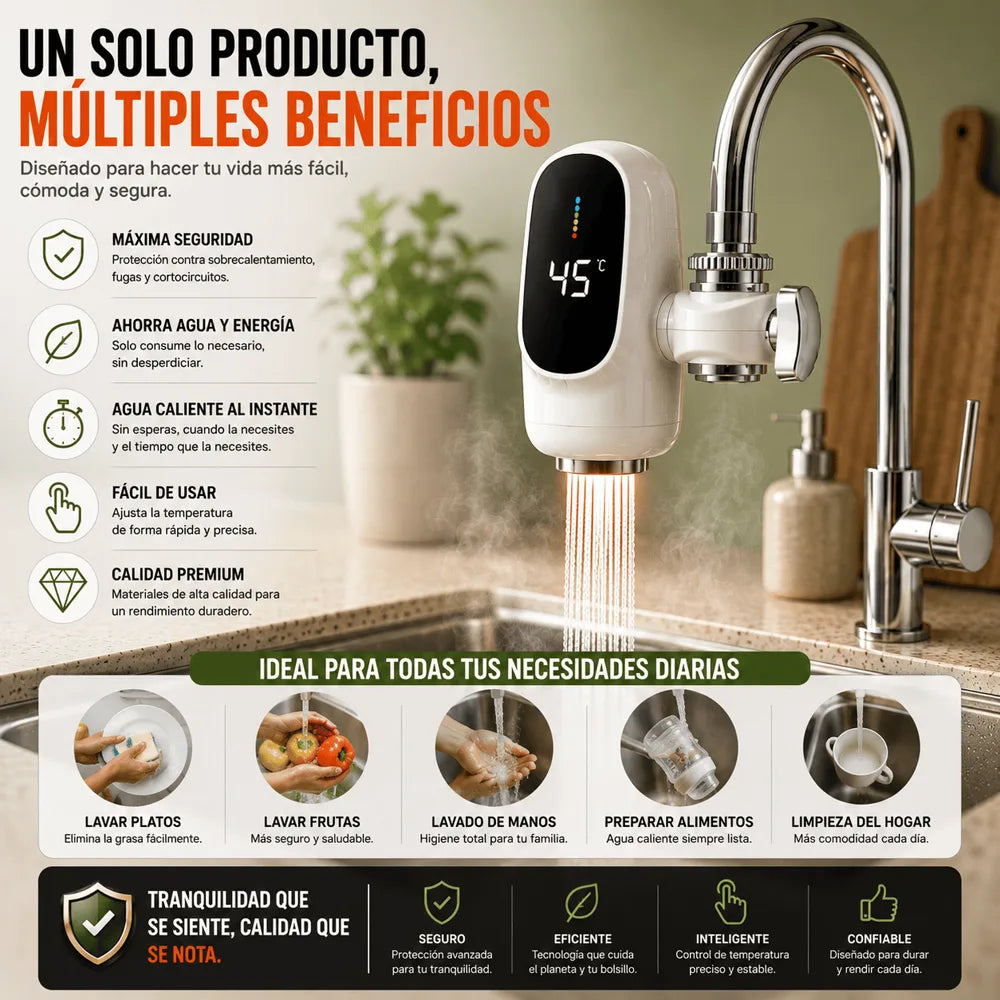 TERMOGRIFO™ instalado en un grifo real, en uso